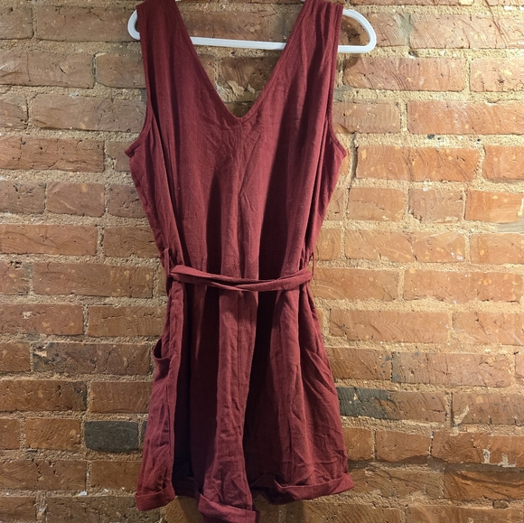 Casual Red Button Up Sleeveless Romper XXL - Picture 5 of 6